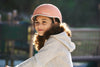 Casque vélo enfant vintage Thousand rose fille coté