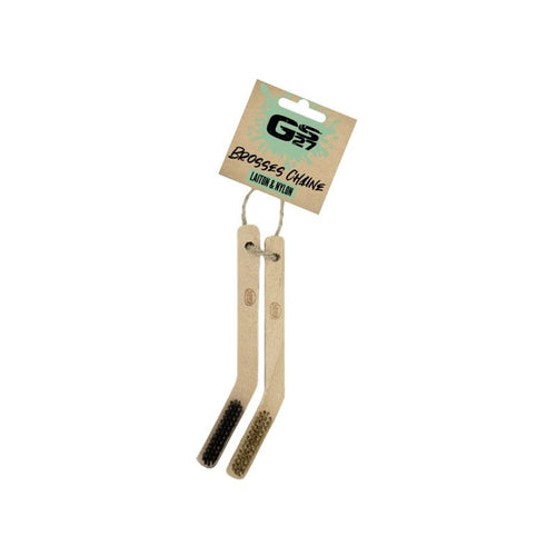 Pack de 2 Brosses Chaîne GS27 – Poils Laiton et Nylon