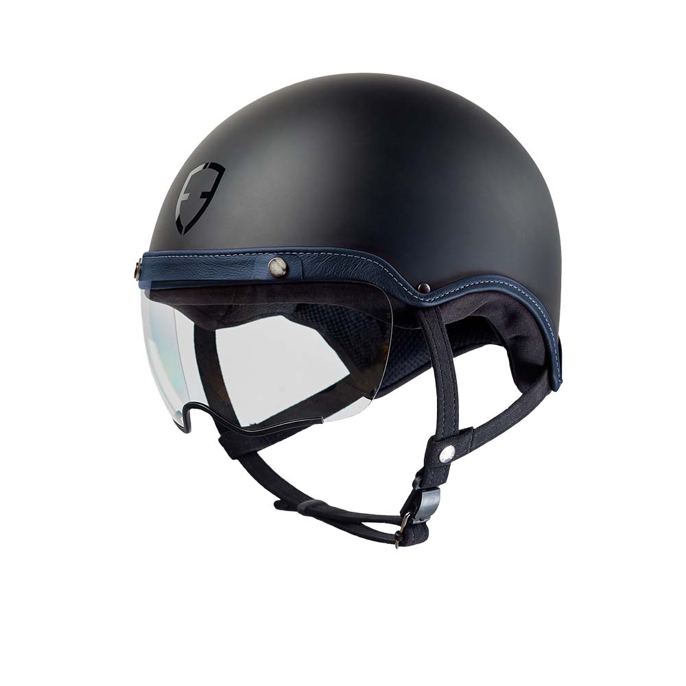 Casque Velo Urbain Stylé Design Egide Ino Bleu Marine en Cuir avec la Visère - Max And The City