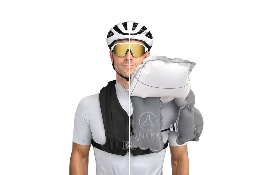 Airbag vélo MASE Airding Compact AirRide, moitié gonflée