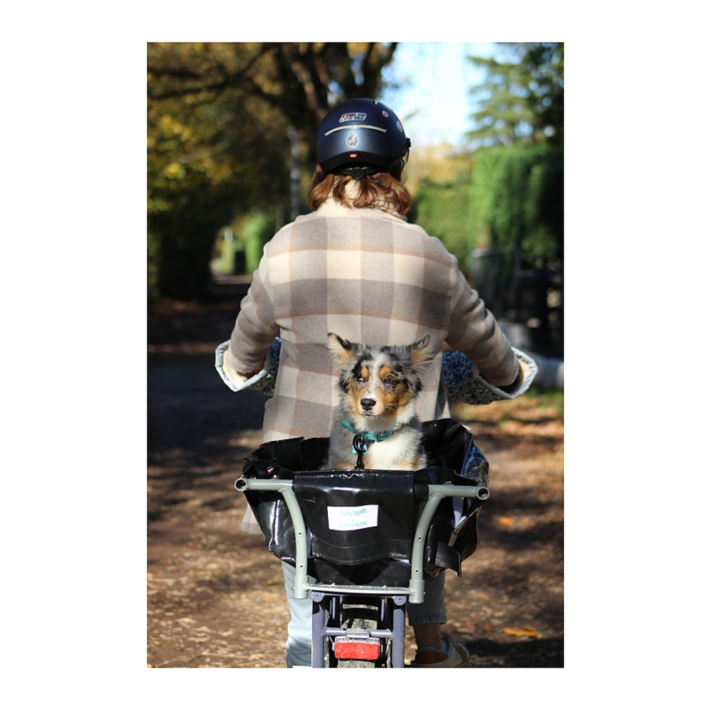Bac arrière vélo longtail Suzon & Suzette - Bacatail 70 L – Noir – transport d un animal dans le bac