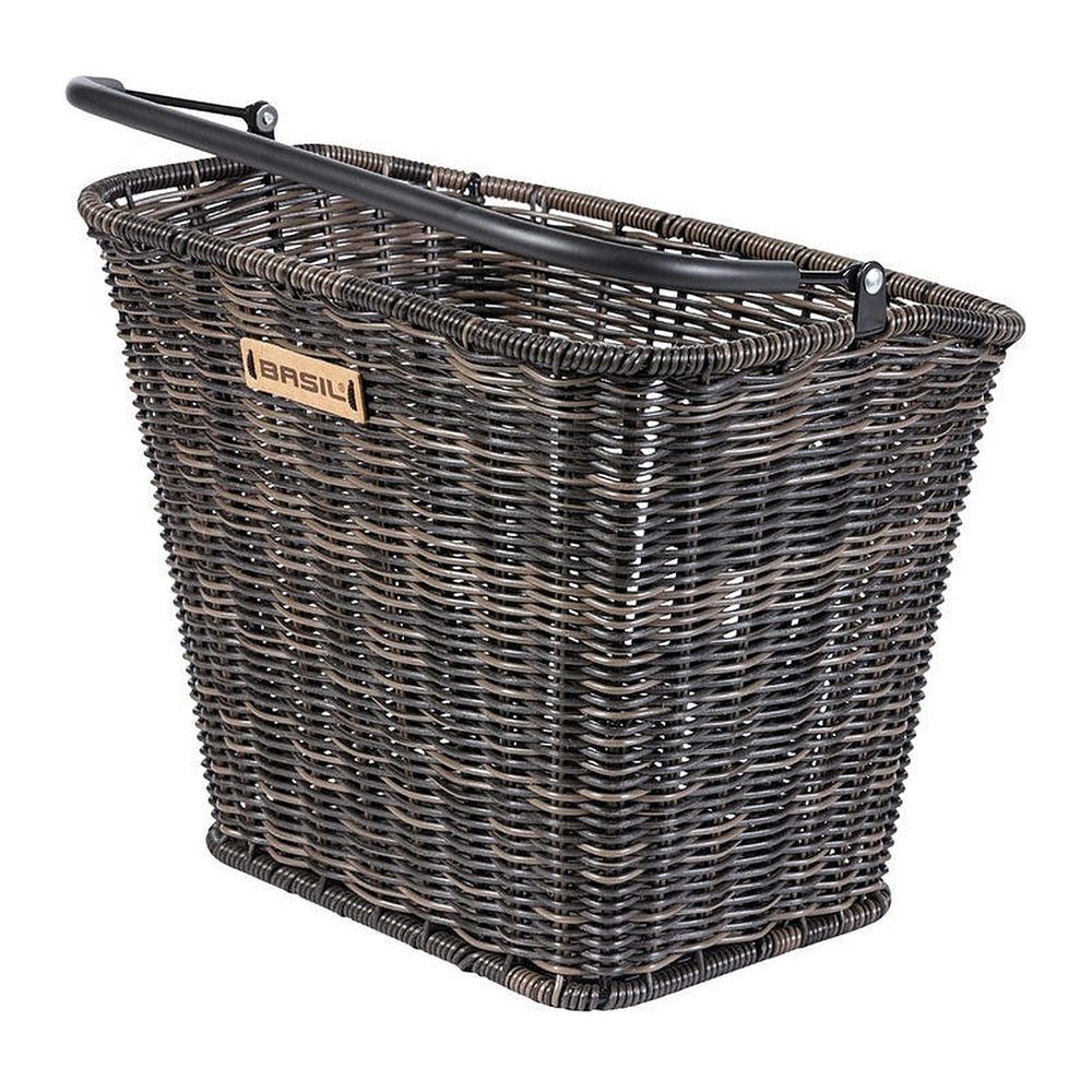 Panier avant vélo Basil Bremen Rattan Look KF 27 L – Marron – le panier avant Bremen Rattan Look marron, fixation KF