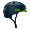 Casque velo Bern Brentwood 2.0 bleu canard de profil avec sa visiere vert anis