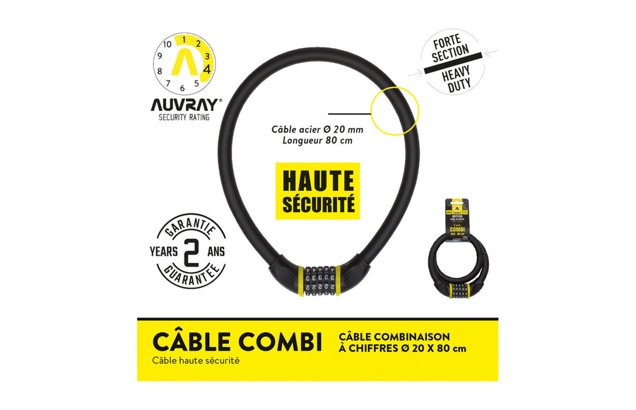 Câble antivol à code Auvray Câble Combi - détail