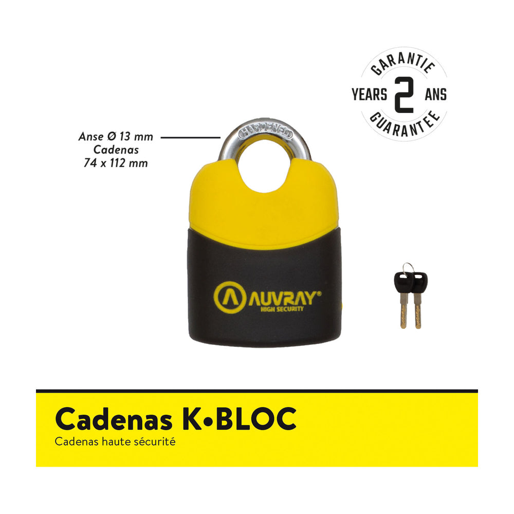 Cadenas Auvray K-Bloc anse Ø 13 mm pour chaîne antivol - photo 4