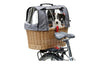 Capuche de protection pour panier chien vélo KlickFix Doggy - deux chiens sous la capuche sur le porte-bagages