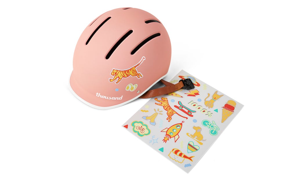 Casque vélo enfant vintage Thousand rose avec stickers