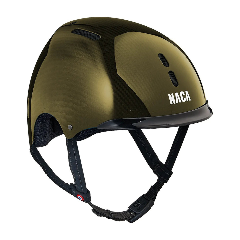 Casque vélo NACA Carbone Candy jaune, vue de trois quarts avant