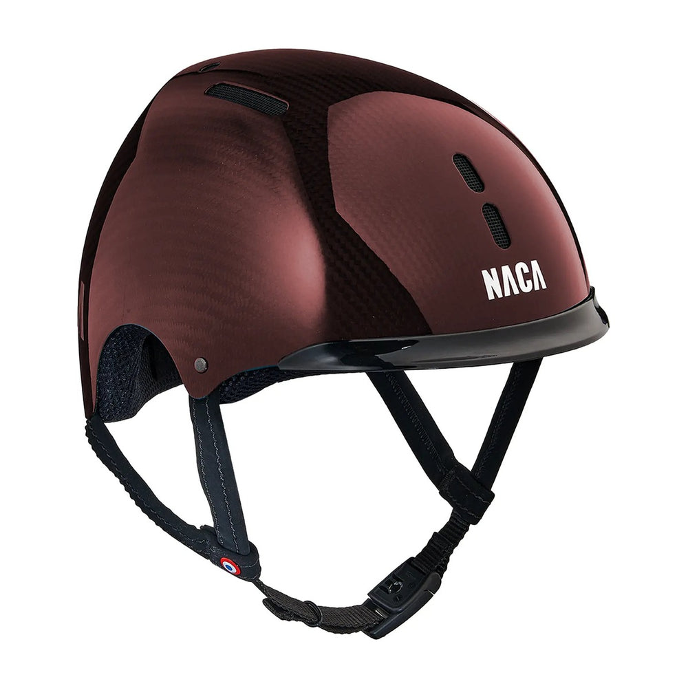 Casque vélo NACA Carbone Candy rouge, vue de trois quarts avant