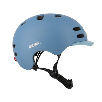 Casque vélo urbain Optimiz O374 à éclairage avant et arrière - Bleu Mat