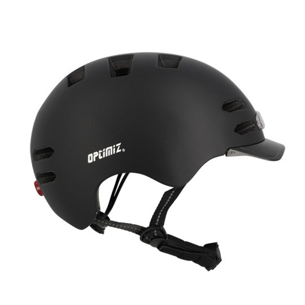 Casque vélo urbain Optimiz O374 à éclairage avant et arrière - Noir Mat