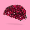 Couvre-casque Helmut Big Sequins Cerise sur fond rose