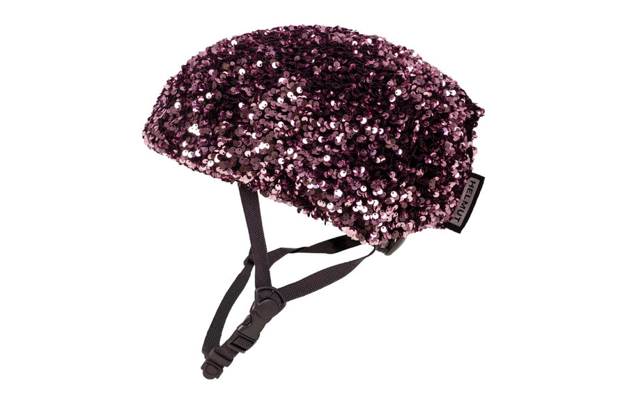 Couvre-casque Helmut Big Sequins rose sur casque de vélo