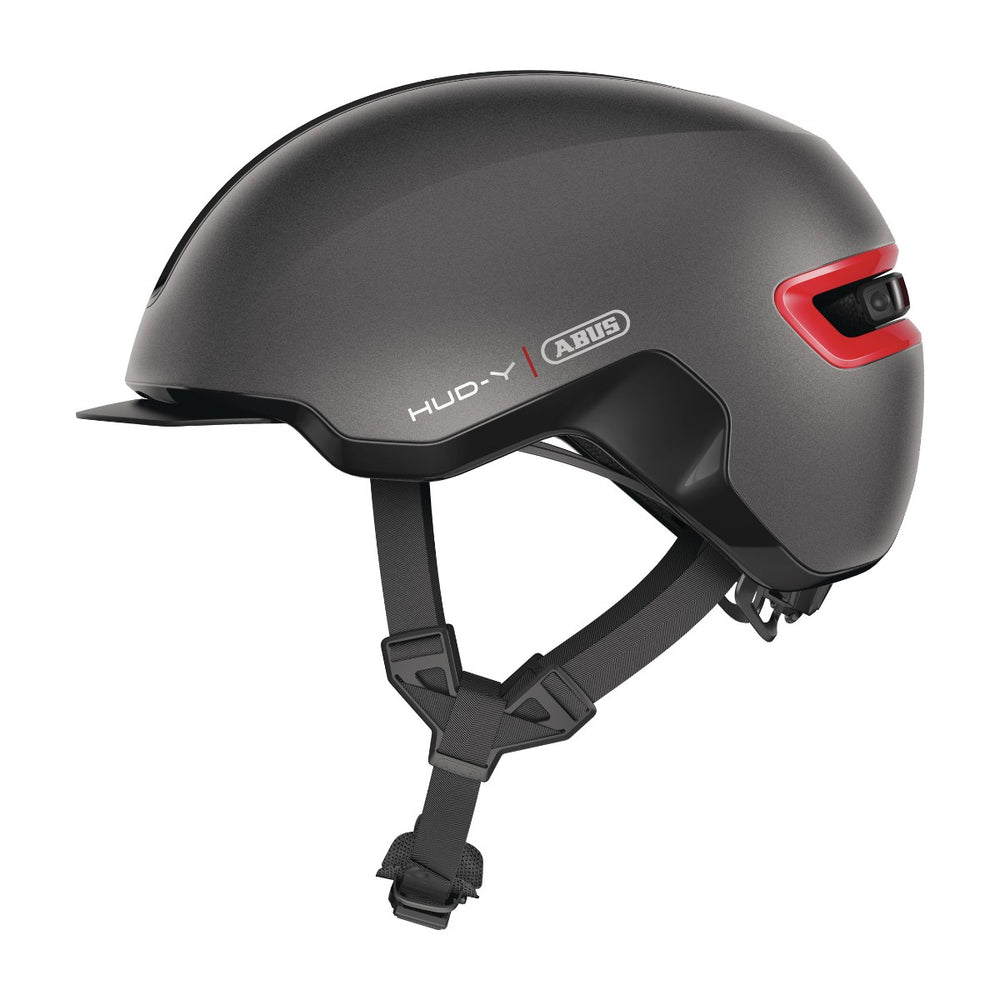 Casque HUD-Y équipé du feu arrière LED magnétique Abus, vue de profil