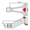 Fixation KlickFix pour potence et tube de direction – Potence Ø 22,2-25,4 mm – le schema coté de la fixation, 125 mm de deport