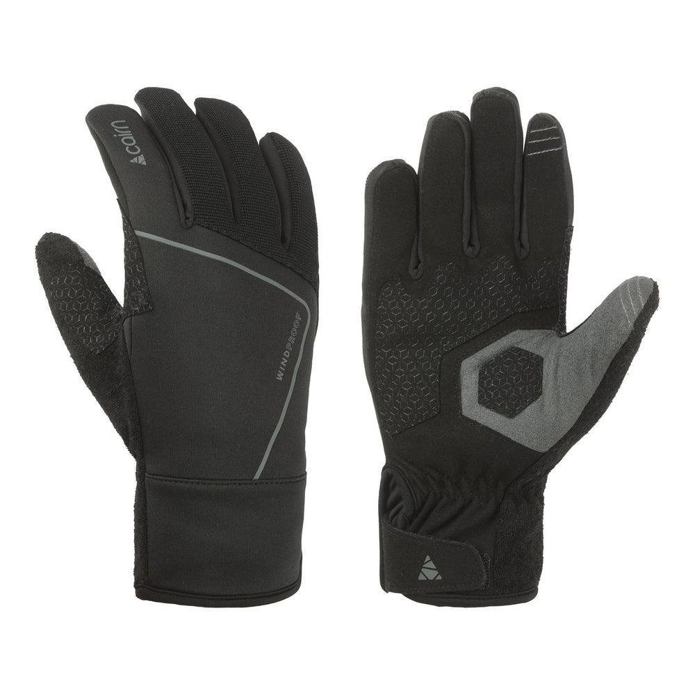 Gants vélo coupe-vent tactiles Cairn Quicker Touch Black paire dessus et paume