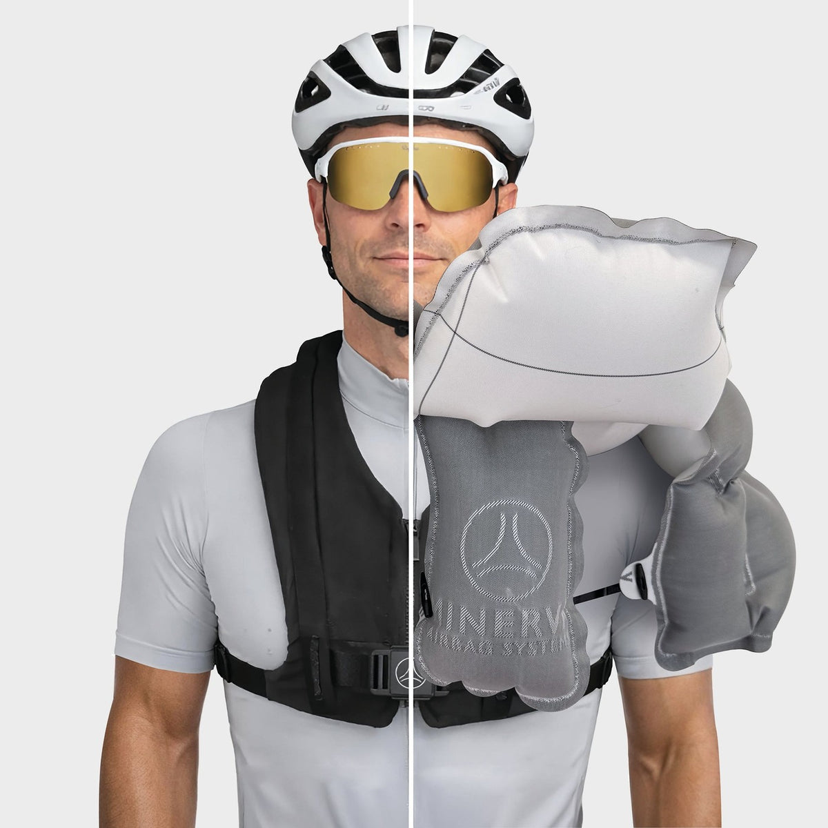 MASE Airding Compact AirRide avant et après déclenchement de l'airbag