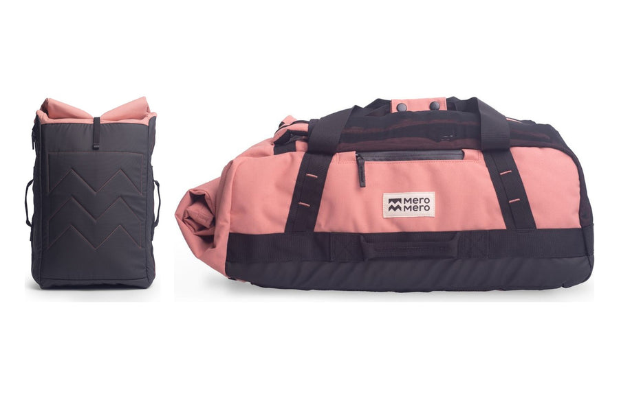 Sac de voyage Mero Mero Mini Smögen Blossom Pink / Black, dos et format duffle