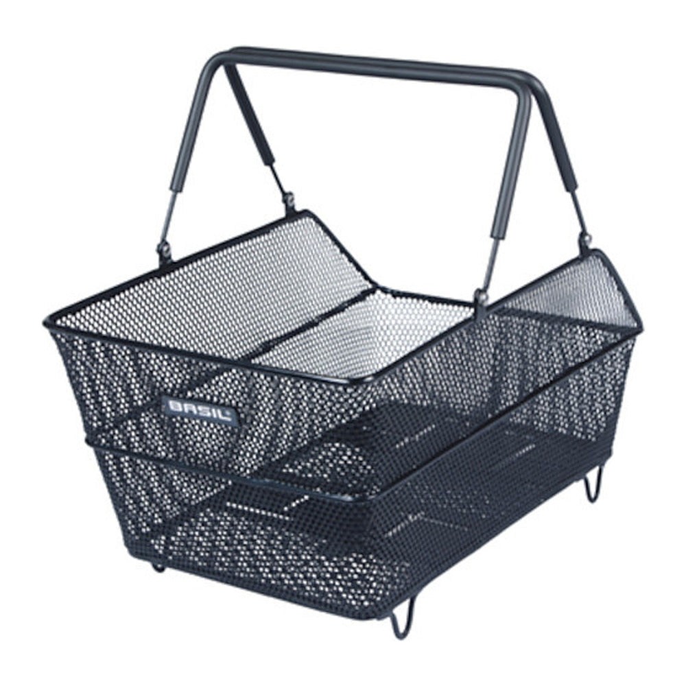 Panier arrière vélo Basil Cento MIK 21 L coloris Noir – anses Soft Grip relevees