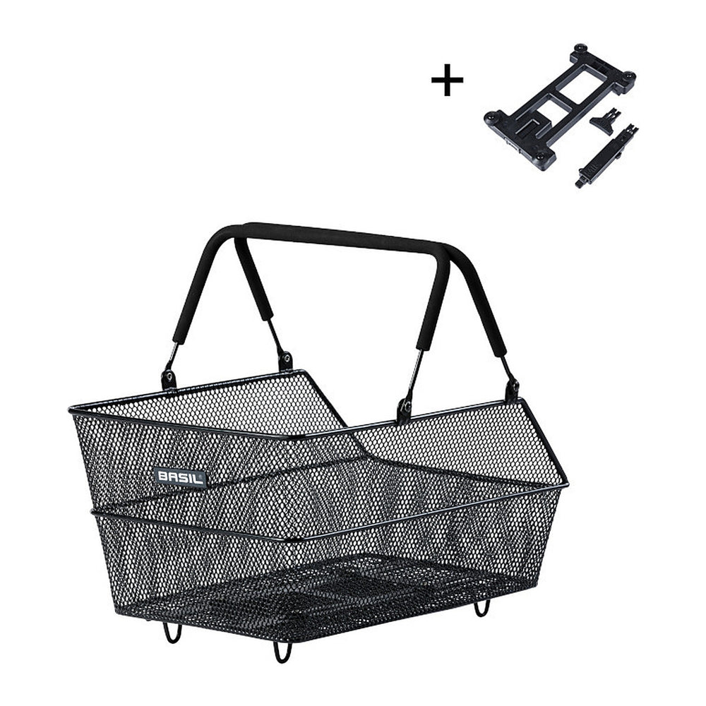 Panier arrière vélo Basil Cento S 20 L – Cento S, plaque MIK 2.0 – la plaque MIK 2.0 pre-montee sous le panier