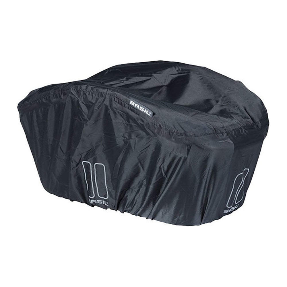 Panier arrière vélo Basil Weave WP – Noir – le panier Weave monte sur le porte-bagages