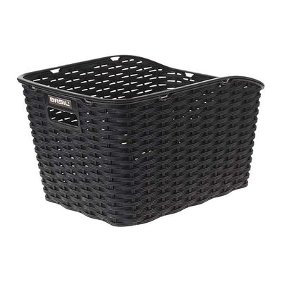 Panier arrière vélo Basil Weave WP – Noir – le panier arriere Weave WP noir en plastique tresse