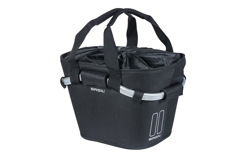Panier avant vélo Basil 2Day Carry All KF 15 L - le panier accroche au guidon par la plaque KF