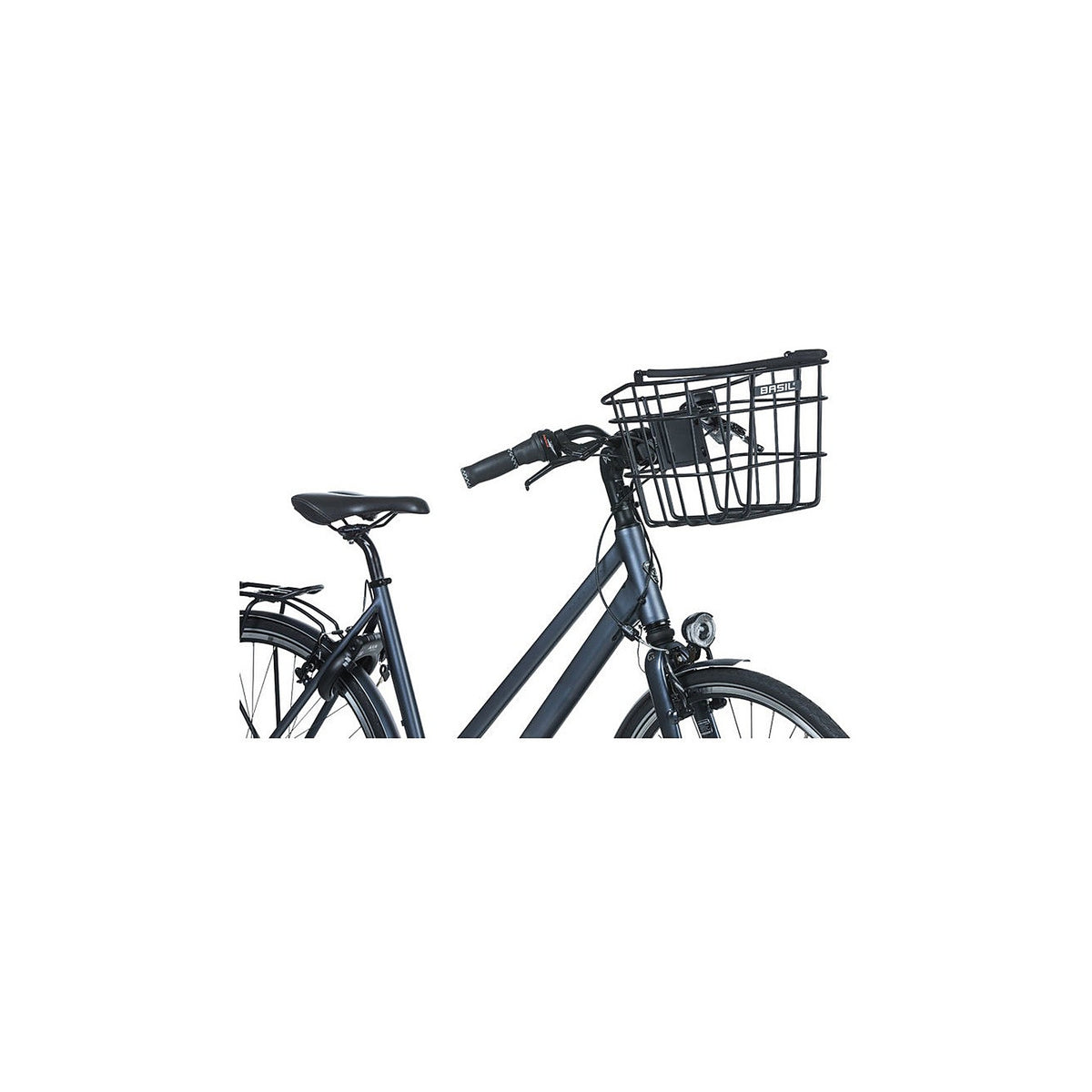 Panier avant Basil Bremen Alu monte sur un velo
