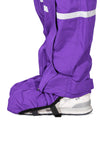 Pantalon de pluie Hello Rain Storm 20K Fancy Purple, vue de profil avec couvre-chaussure