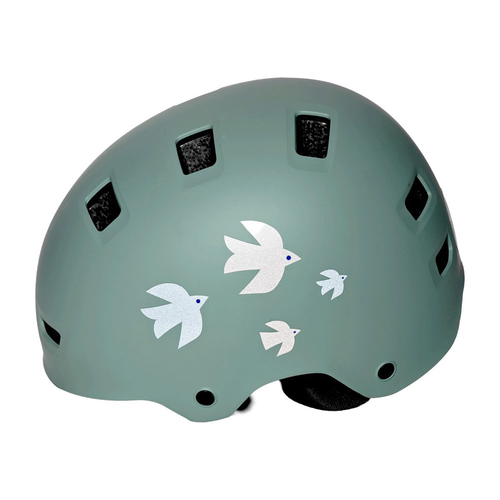 Planche mini stickers réfléchissants Stick me Baby : Oiseaux, posés sur un casque vélo