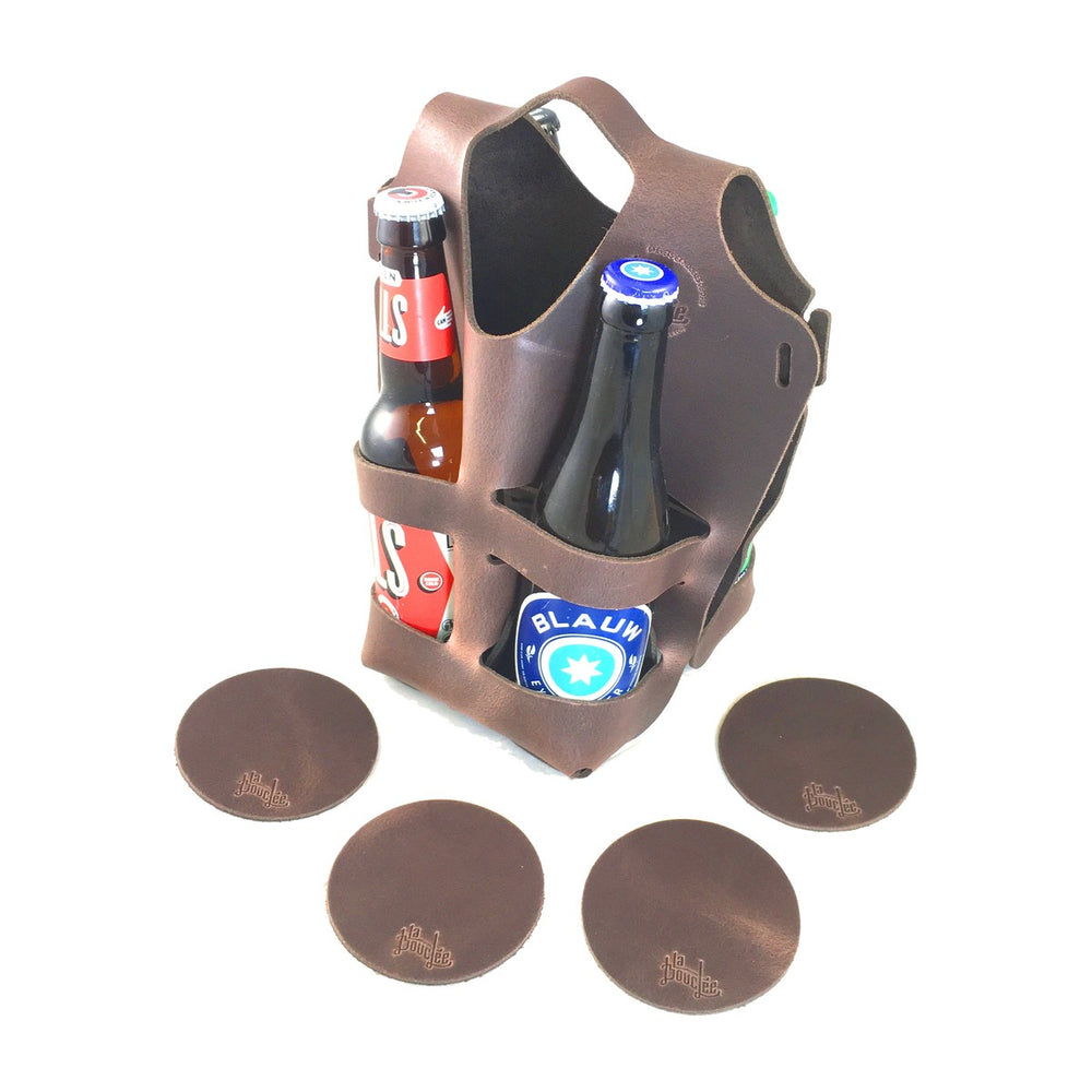 Le Petit Pack La Bouclée Chocolat et ses 4 sous-verres en cuir