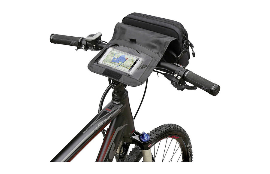 Rabat du SmartBag Touch fixe a la potence, ecran visible