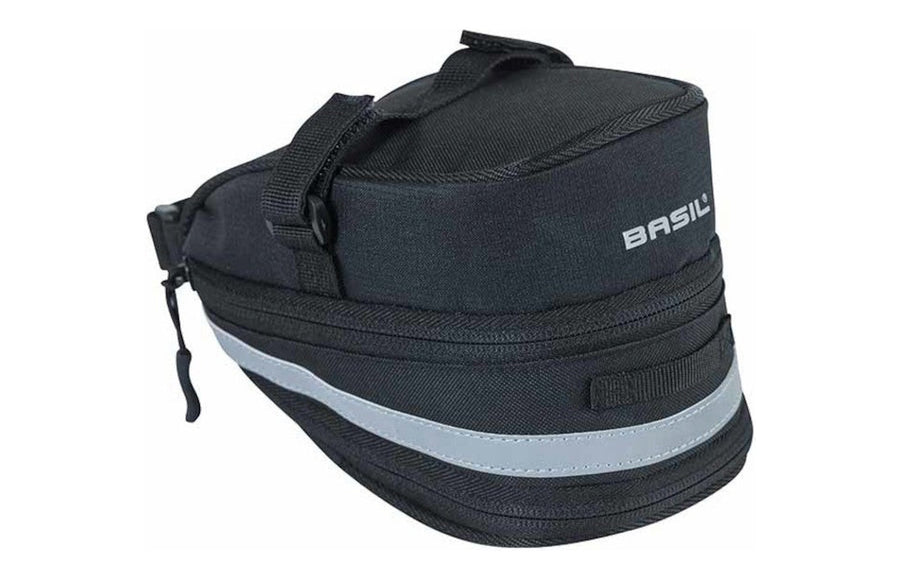 Sacoche de selle vélo Basil Mada – 1 L – la fermeture éclair et la sangle de tige de selle