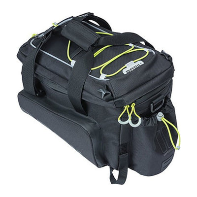 Sacoche porte-bagages vélo Basil Miles XL Pro MIK 9-36 L coloris Black Lime – vue trois quarts repliee