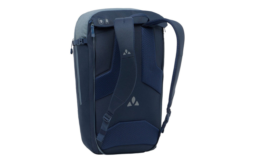 Sacoche vélo Vaude Cycle 28 II vue de dos avec bretelles de portage (coloris Heron)