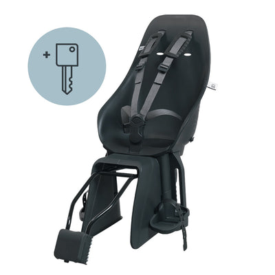 Siège vélo enfant arrière Urban Iki - Ta-ke montage sur cadre coloris Noir/Noir sur fond blanc