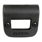 Support d'éclairage pour panier vélo KlickFix – Noir – le clip vu de face avec le logo KLICKfix
