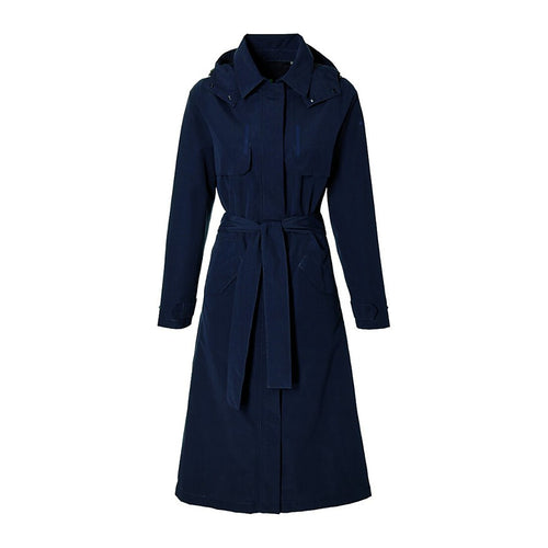 Trench-coat de pluie vélo Basil Mosse femme coloris Bleu Nuit - vue de face ceinture