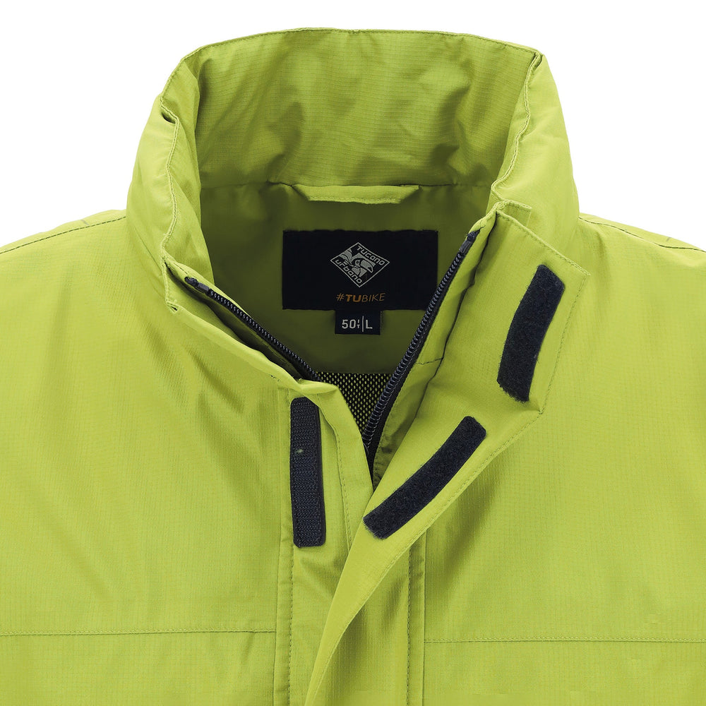 Veste de pluie vélo Tucano Urbano Rain Over Hydroscud vert citron, col et capuche